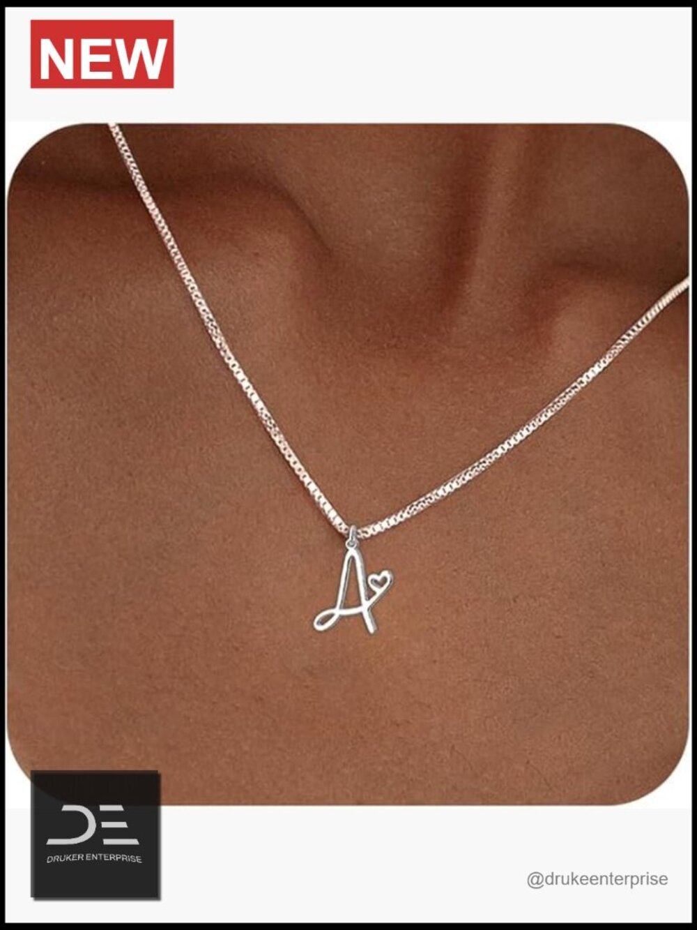 Dainty Silver Letter Necklace Choker Personalized Initial Pendant Women